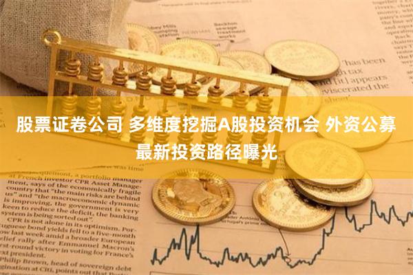 股票证卷公司 多维度挖掘A股投资机会 外资公募最新投资路径曝光
